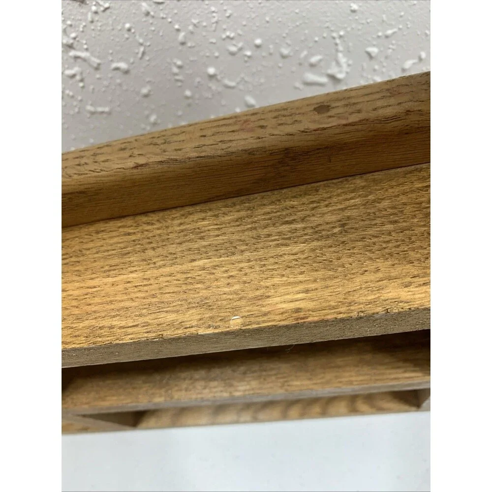 Country Wall Curio Knick Knack Display Shelf Wooden Cubbies Golden Oak 18x18x3